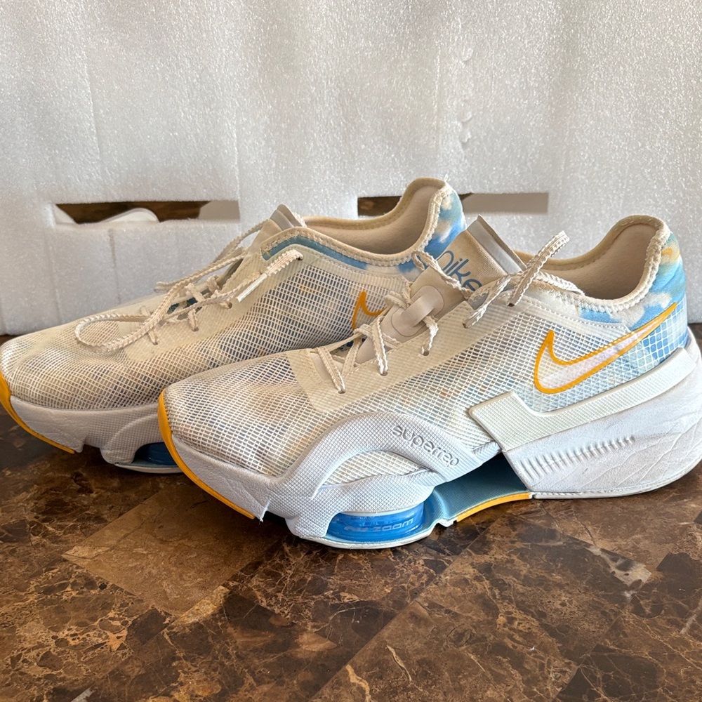 Nike Women Air Zoom SuperRep 3 White University Gold Blue and Yellow Accents